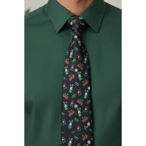 Hallmark Men's Black Christmas Present Green & Red Necktie 3.25 X 57 Holiday